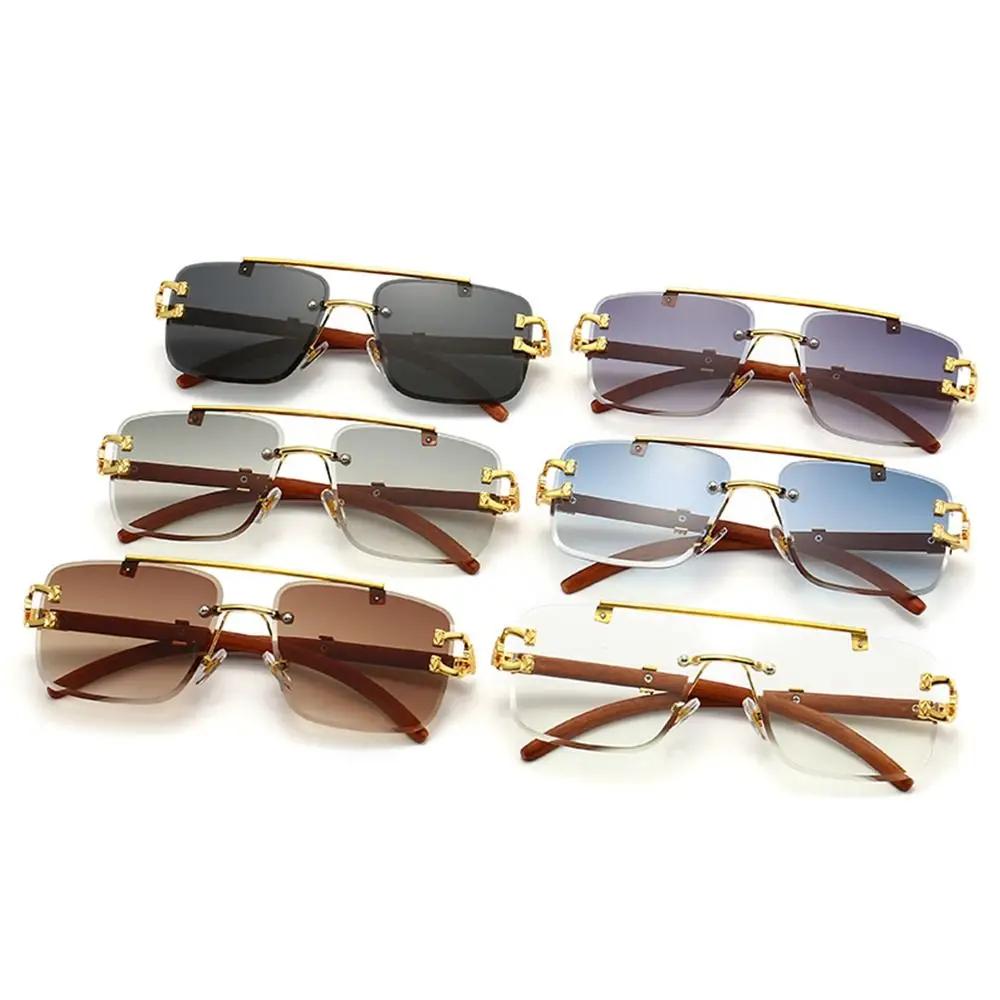사각 치타 헤드 무테 선글라스, UV400 UV 보호, 패션 안경